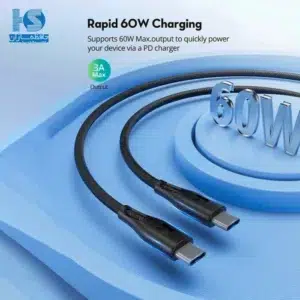 کابل راوپاور USB-C. سیم شارژ تایپ سی به تایپ سی USB-C به USB-C کابل شارژر راو پاور مدل CB1029 RAVPOWER با روکش نایلونی بافته شده