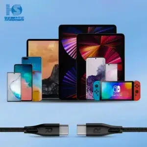 کابل راوپاور USB-C. سیم شارژ تایپ سی به تایپ سی USB-C به USB-C کابل شارژر راو پاور مدل CB1029 RAVPOWER با روکش نایلونی بافته شده