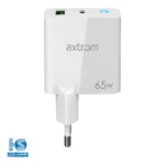 شارژر اکستروم 65 وات تایپ سی و USB مدل Axtrom AWC65WPQ-W