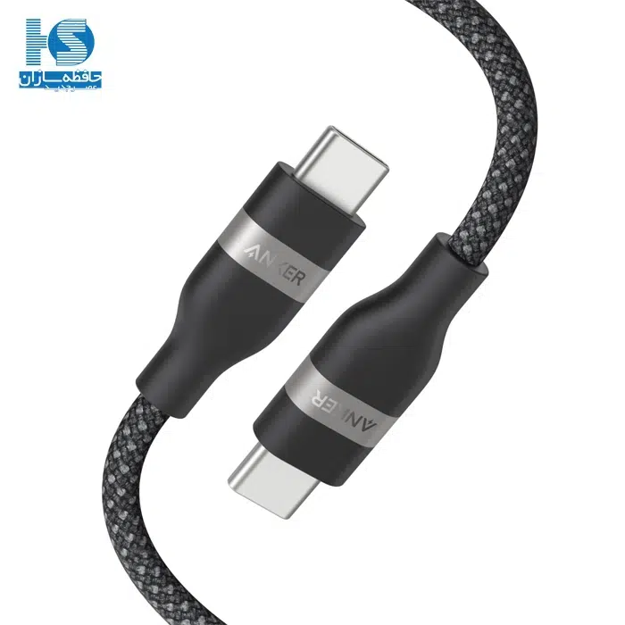 کابل انکر تایپ سی به تایپ سی قیمت کابل USB-C به USB-C شارژ و انتقال دیتا و اطلاعات Anker Ultra Soft مدل A82E2H11 به طول سه فوت با گارانتی خدمات طلایی ایستا