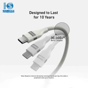 کابل انکر تایپ سی به تایپ سی قیمت کابل USB-C به USB-C شارژ و انتقال دیتا و اطلاعات Anker Ultra Soft مدل A82E2H11 به طول سه فوت با گارانتی خدمات طلایی ایستا
