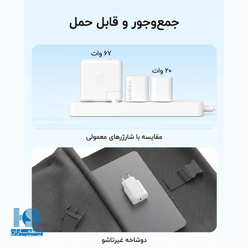 شارژر انکر 20 وات با کابل USB-C به USB-C خروجی تایپ سی مدل B2347G21