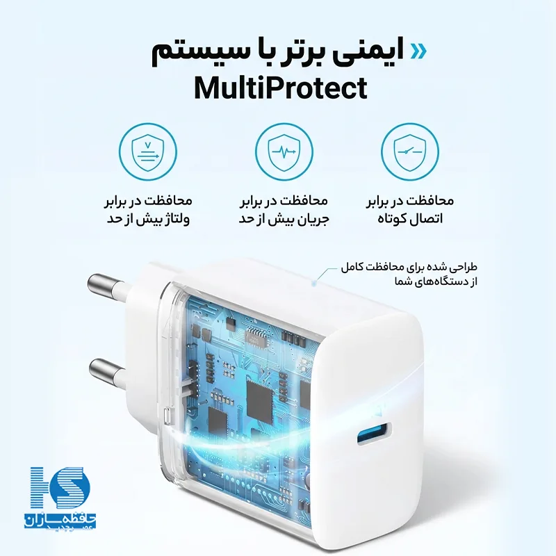 شارژر انکر 20 وات با کابل USB-C به USB-C خروجی تایپ سی مدل B2347G21