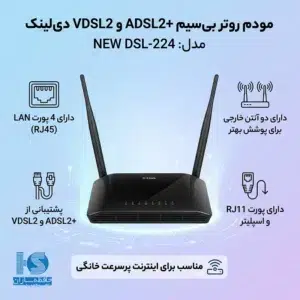مودم روتر دی لینک N300 مدل Wireless VDSL و ADSL2+ سری DSL-224