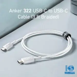 کابل شارژ انکر تایپ سی به تایپ سی قیمت سیم انتقال اطلاعات Anker 322 مدل A81F5 رابط USB-C به USB-C طول 0.9 متر با گارانتی خدمات طلایی ایستا