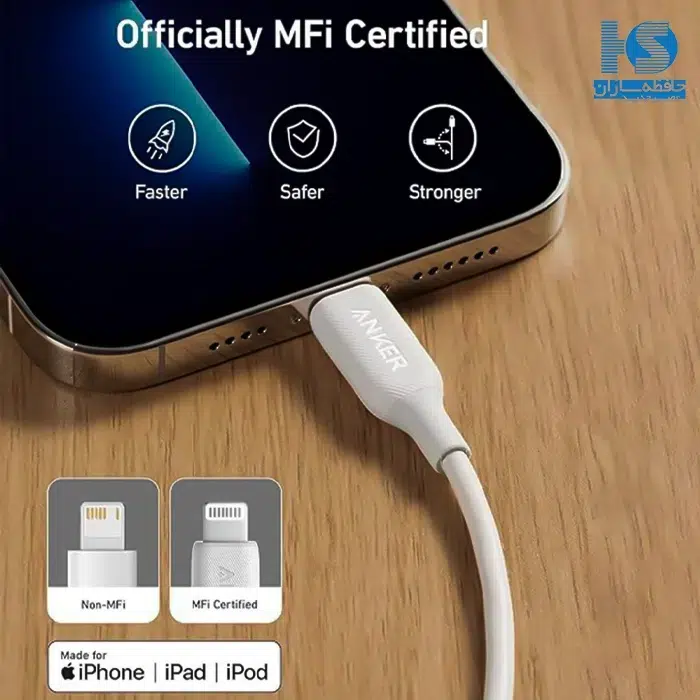 کابل شارژ انکر USB به لایتنینگ آیفون قیمت Anker PowerLine III A8813 مدل USB-A به Lightning برای اپل طول 180 سانتی متر با گارانتی خدمات طلایی ایستا
