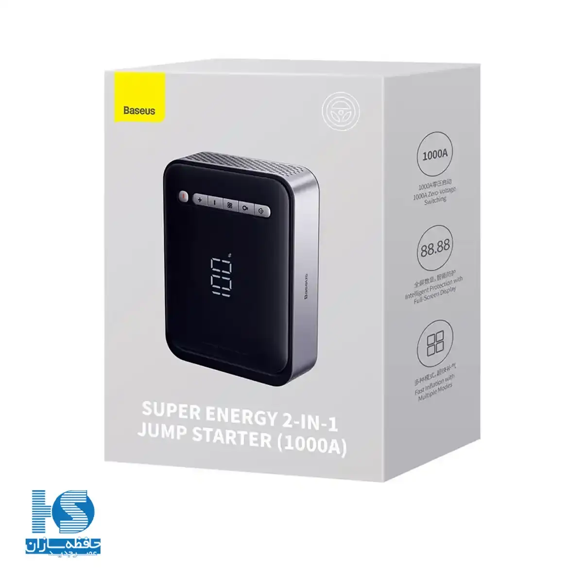 جامپ استارتر و پمپ باد بیسوس Super Energy 1000A قیمت پاوربانک و کمپرسور باد چندکاره‌ی باسئوس مدل Super Energy 2-in-1 با گارانتی 24 ماهه‌ی آونگ