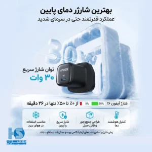 شارژر انکر 30 وات A2698 آداپتور فست شارژ دیواری Anker Zolo