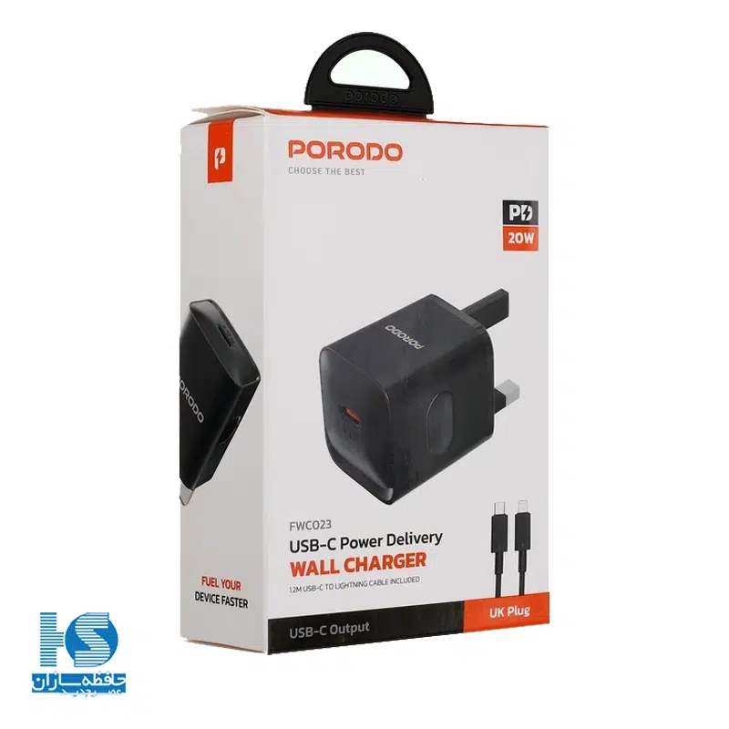 شارژر 20 وات پرودو FWC022 خروجی USB و تایپ سی با کابل 1.2 متر لایتنینگ