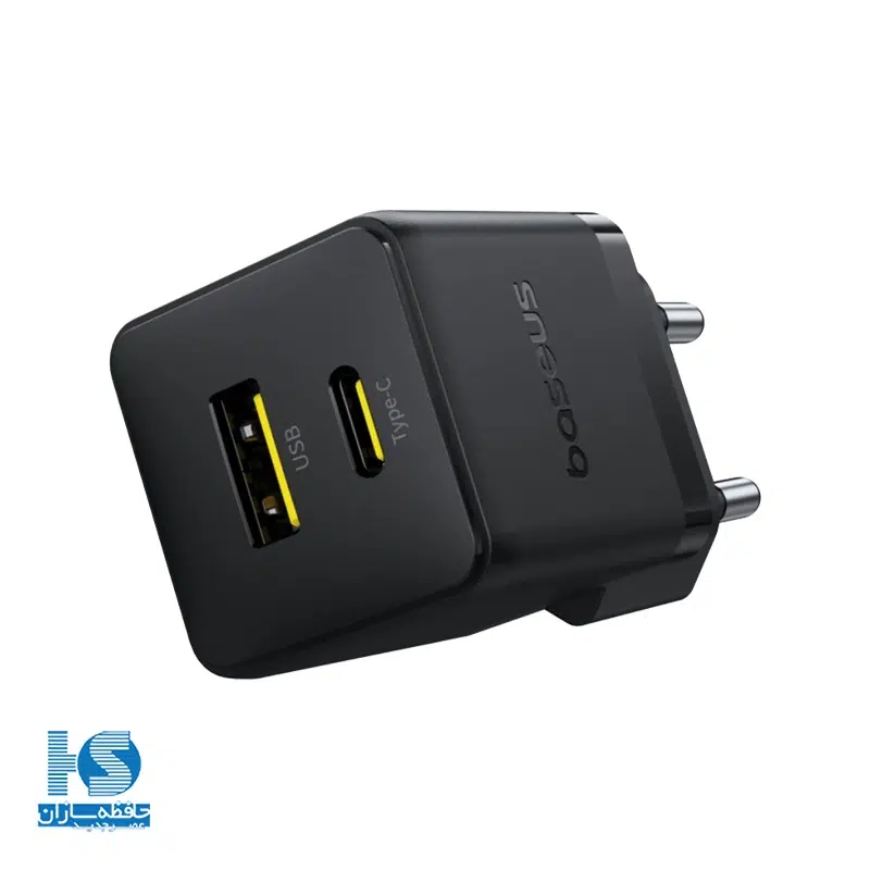 شارژر دیواری 20 وات بیسوس با دو خروجی تایپ سی و USB-A مدل Baseus Palm