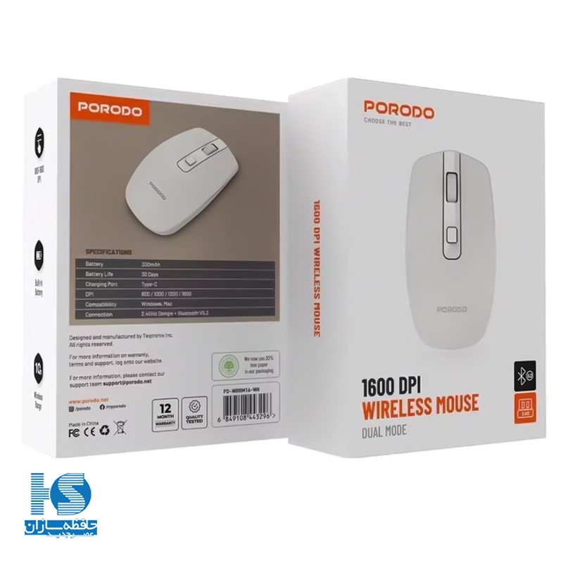 موس وایرلس پرودو 1600 DPI مدل Porodo Dual Mode PD-WBRM16
