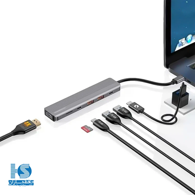 هاب 6 کاره پاورولوژی مدل Powerology 6-In-1 Slim مدل P61HBCGY (2)