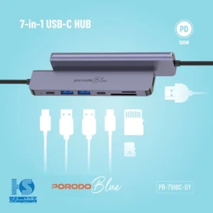 هاب 7 کاره پرودو 100 وات مدل Porodo Blue تایپ سی PB-71HBC