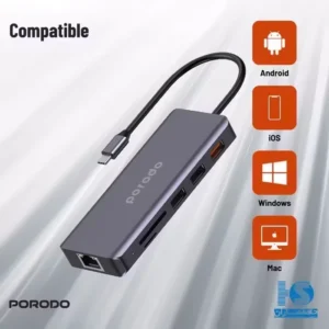 هاب 9 پورت پرودو تایپ سی با خروجی Ethernet و HDMI