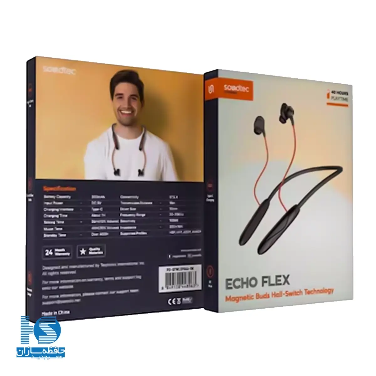 هدفون دورگردنی پرودو Echo Flex هندزفری بلوتوثی Porodo Soundtec مدل Magnetic Buds Hall-Switch Technology با مهلت تست هفت روزه و گارانتی تعویض کالای شش ماهه