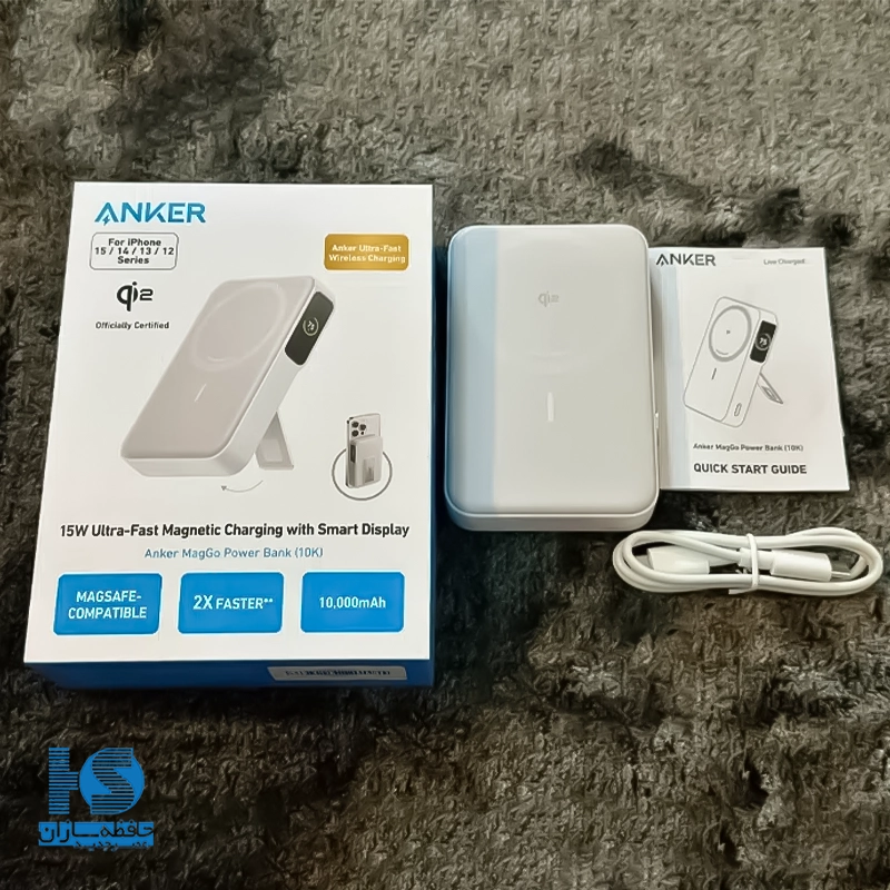 پاوربانک انکر 10000 میلی آمپر 15 وات با شارژ وایرلس Anker MagGo A1654
