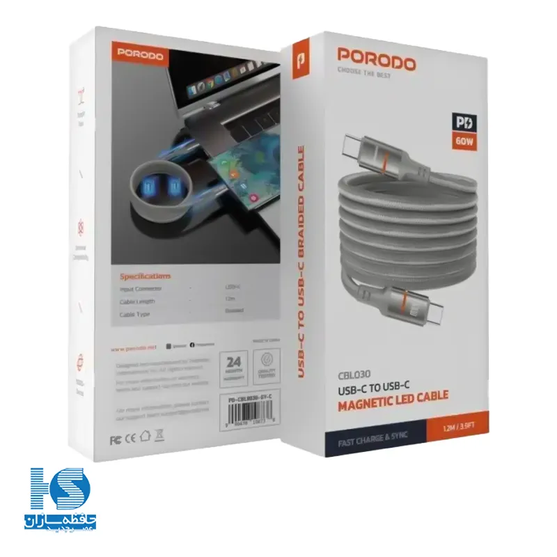 کابل تایپ سی به تایپ سی پرودو طول ۱.۲ متر 60 وات CBL030