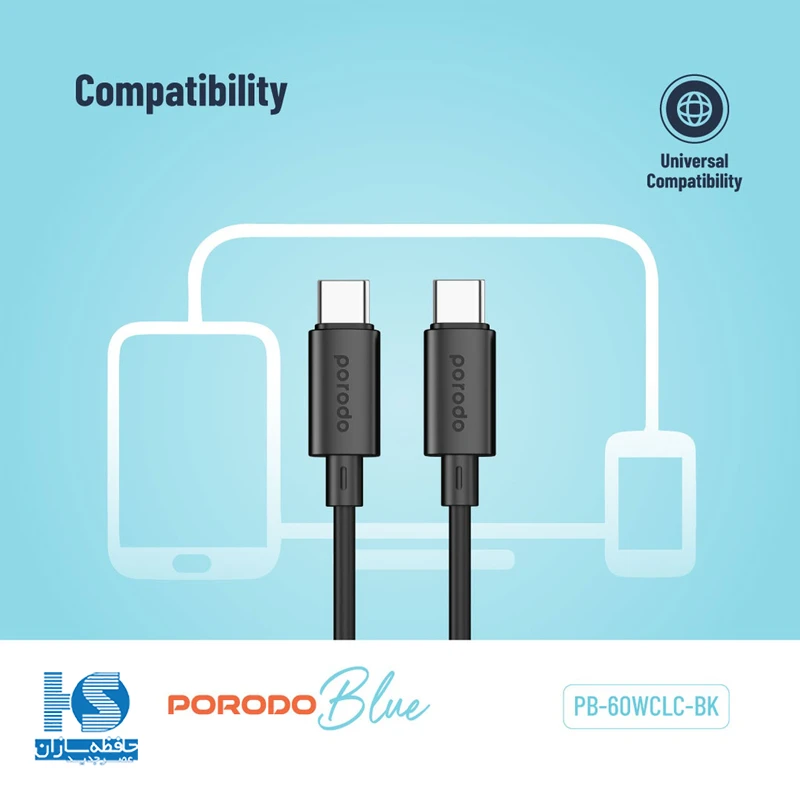 کابل USB-C به USB-C پرودو 60 وات 1.2 متر مدل Porodo Blue (4)