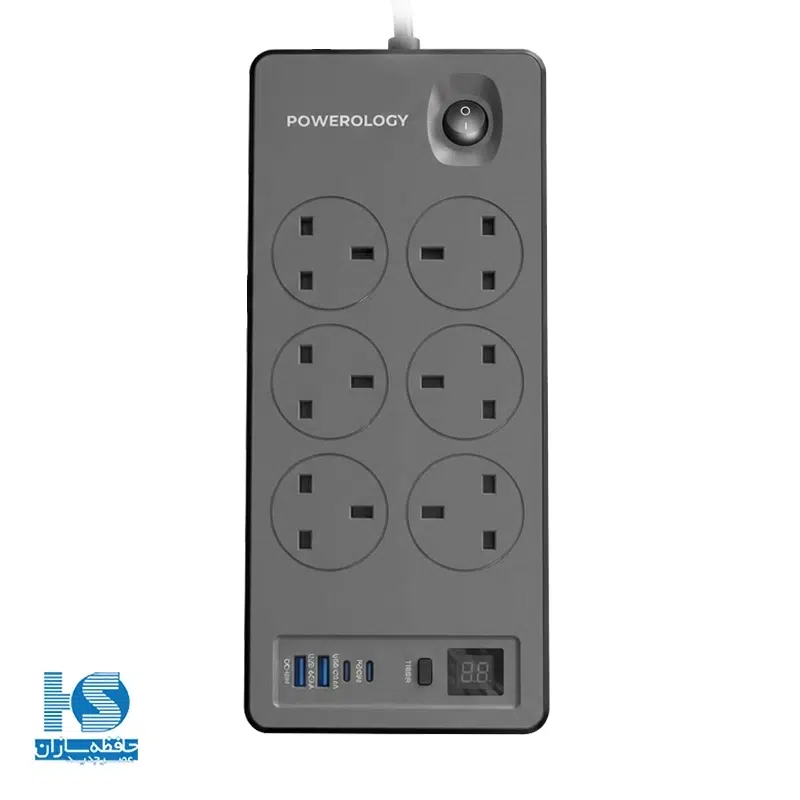 چندراهی برق محافظ دار پاورولوژی مدل Power Strip 6AC PWCUQC046BK