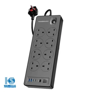 چند راهی برق 8 سوکت 2990 وات پاورولوژی PWCUQC047BK Power Strip 8AC