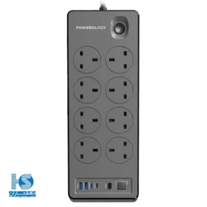 چند راهی برق 8 سوکت 2990 وات پاورولوژی PWCUQC047BK Power Strip 8AC
