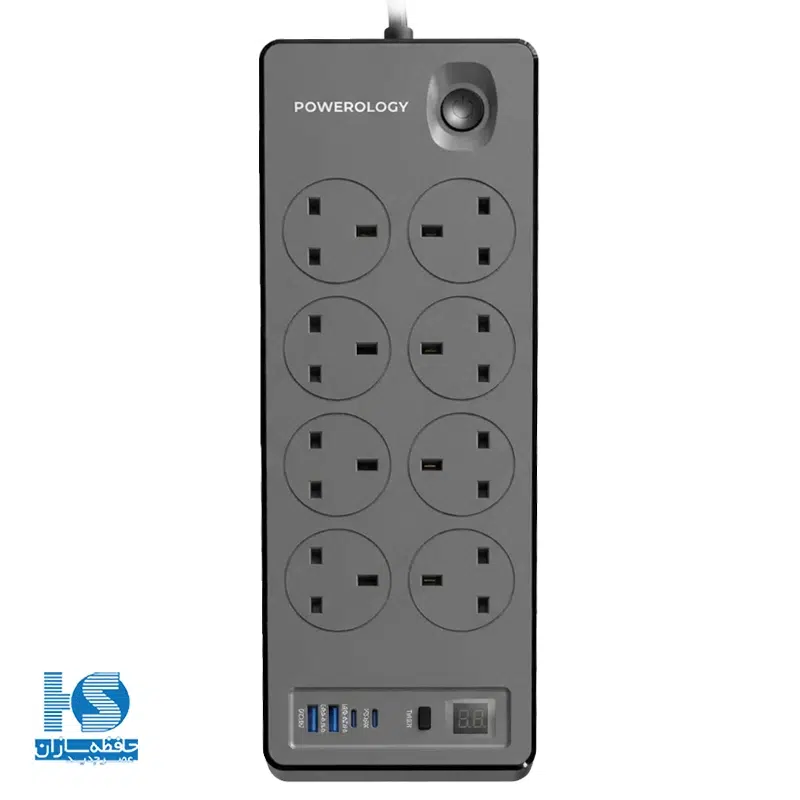 چند راهی برق 8 سوکت 2990 وات پاورولوژی PWCUQC047BK Power Strip 8AC