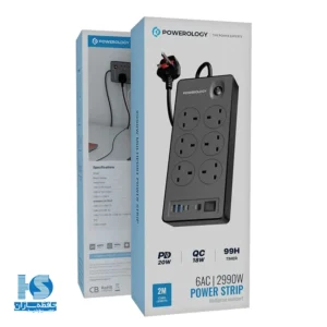 چندراهی برق محافظ دار پاورولوژی مدل Power Strip 6AC PWCUQC046BK