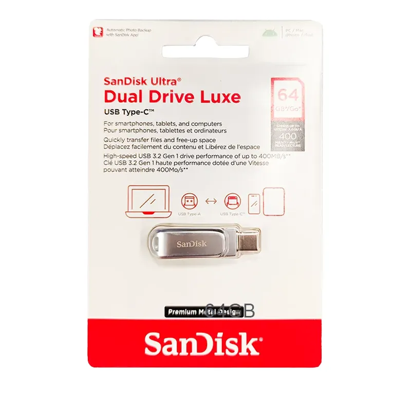 فلش مموری سن دیسک مدل Ultra Dual Drive Luxe Type-C ظرفیت 64 گیگابایت