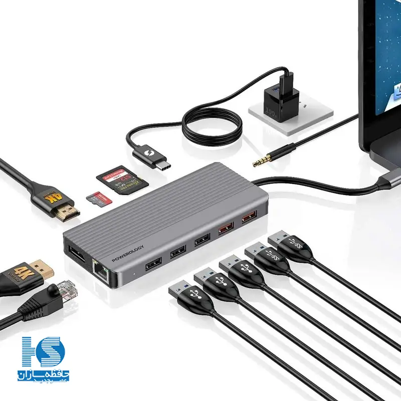 هاب USB-C پاورولوجی 12 پورت مدل P121HBCGY