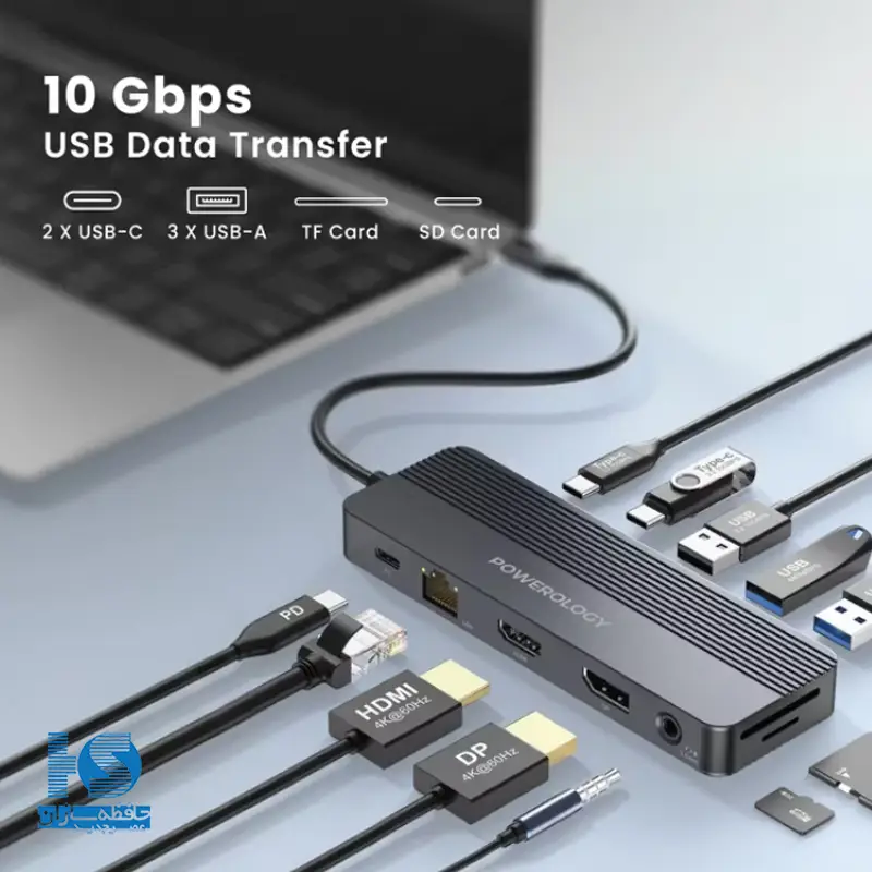 هاب USB-C پاورولوجی 12 پورت مدل PWYSTC8721