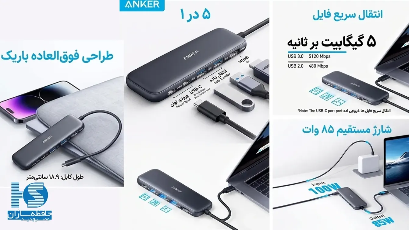 هاب 5 پورت USB-C انکر مدل A8355